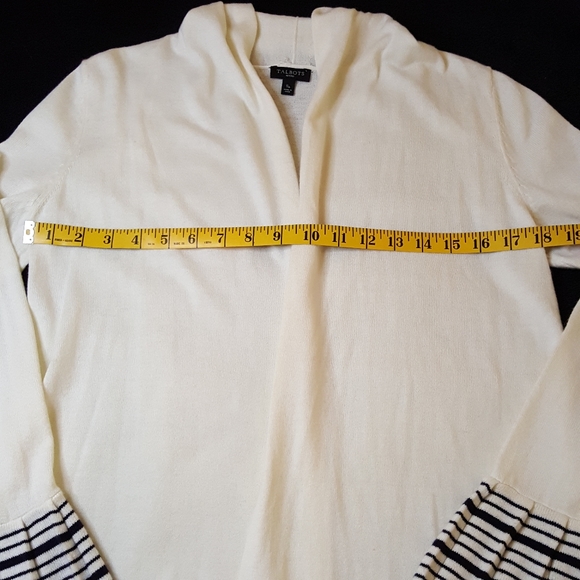 Talbots Open Front Cardigan w/ Striped Ruffle Sleeves, Size SP - Picture 4 of 8